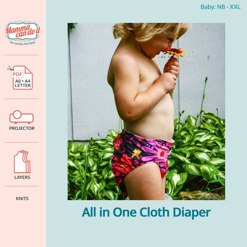 All in one cloth diaper PDF sewing pattern