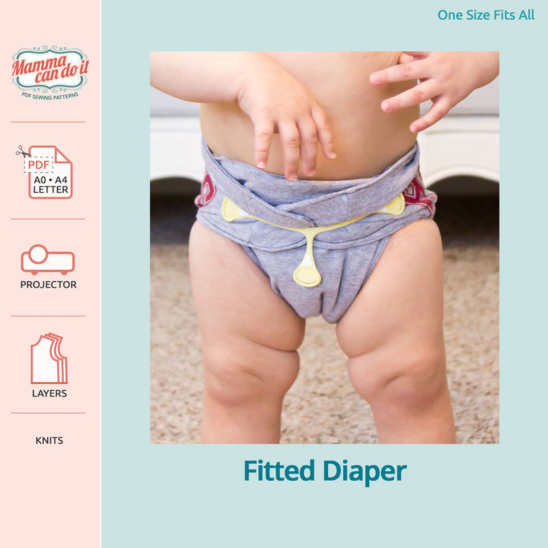 One Size Contoured Fitted Diaper PDF Sewing Pattern