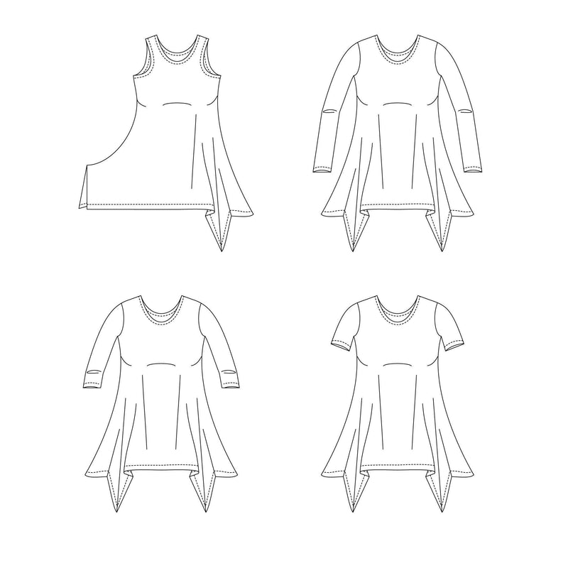 Priscilla Handkerchief Top PDF Sewing Pattern bundle for baby, youth, women and women plus