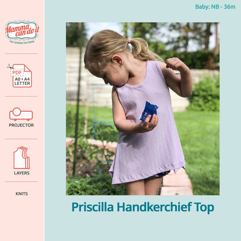 Priscilla Handkerchief Top PDF Sewing Pattern for baby