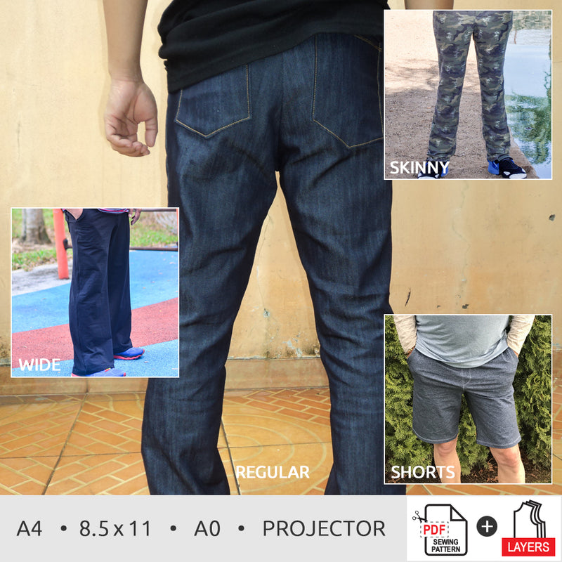 Men Fit Pants Pattern | Sizes 29-49