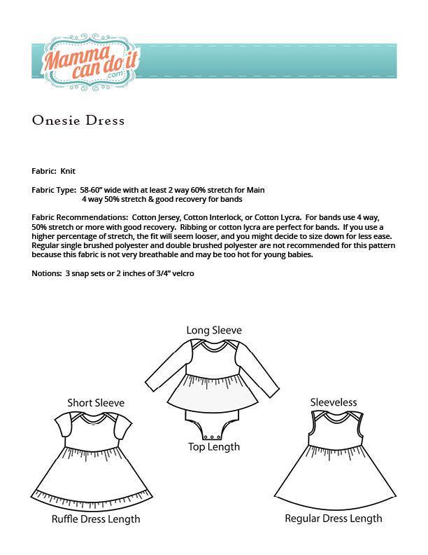 Onesie Dress Sewing Pattern | NB-24 Months