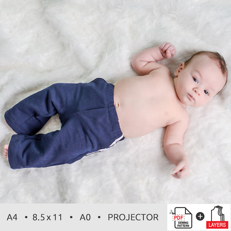 Baby Fit Pants Wide Leg Pattern | Preemie - 7T