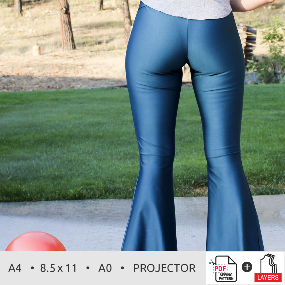 Flare Pants PDF Sewing Pattern (A4, US Letter, A0) - Incl. FREE Crop Top  Pattern